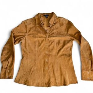 Vintage GAP Tan 100% Suede Leather Shirt Jacket Size M